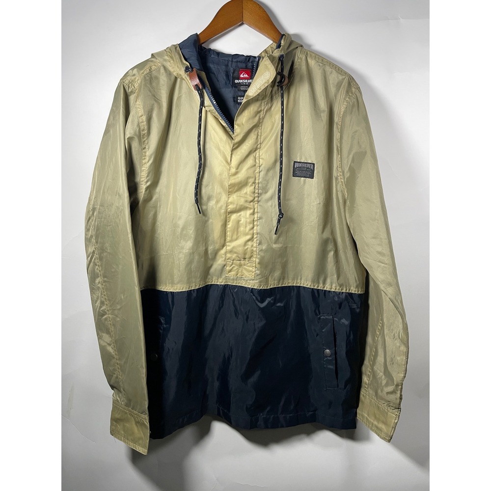 Quiksilver Mens Anorak Jacket And Paints putPulover Hooded Windbreaker Tan Bluee